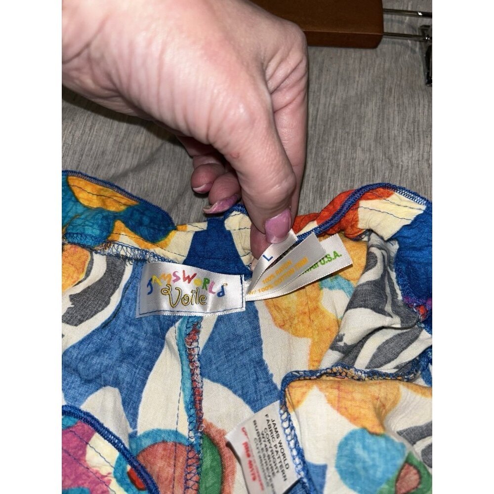 Jams World Vintage Colorful Floral Travel Tropical High Rise Capris Size Large - Picture 6 of 8